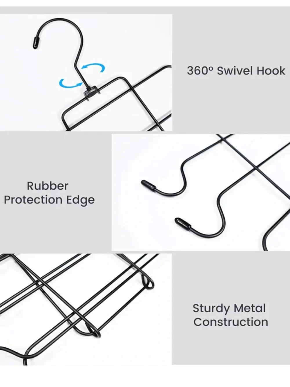 Multi-Tier Black Metal Scarf and Belt Organizer Hanger